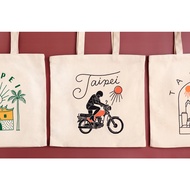 [Laihao LAI HAO] Taipei Landscape Tote Bag (North Gate Style/Wild Wolf Girl/I LOVE U-Bike) Taiwan Fe