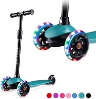 Kids Kick Scooters for Toddlers Boys Girls Ages 2-5 Years Old, Adjustable Height, Extra Wide Deck, Light Up Wheels, Easy to Learn, 3 Wheels Scooters