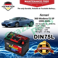 Münster Robust MF CMF DIN75 | DIN75L | 57539 (75AH) Car Battery Bateri Kereta Ferrari 360 Modena 360