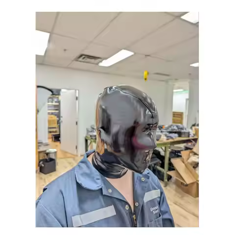Head model physical display Latex Fetish Hood Full latex hood back zip Rubber mask 0.4 0.6 0.8 1.0 t