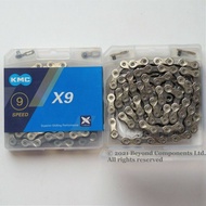 COB325 Shimano KMC-X9 9 Speed Chain 116 mắt xích Xe đạp MTB Hộp bán lẻ màu bạc