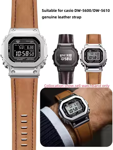 DW-5600 Matte Retro Genuine leather watch strap 24m For Casio G-SHOCK DW5600 GW-5000 GW-M5610 men Wa