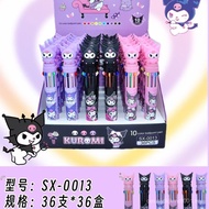 Pen Ballpoint Kartun Sanrio Sepuluh Warna Kartun Comel Baharu yang Boleh Ditarik Balik Penanda Sorot