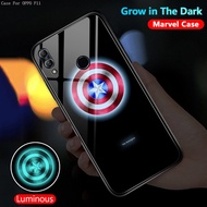【Luminous Glass Casing】OPPO F1 Plus R9S Pro R9 Plus For Hard Cover Avengers Marvel Phone Case Anime Shockproof Cases