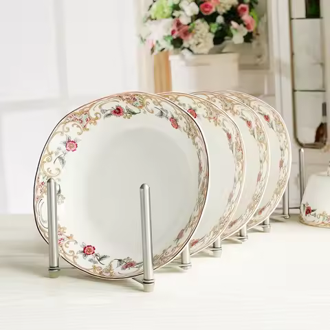 4pcs set, 8inch, fine bone china food serving dishes, ceramic dinner plates set, dish plate for buff