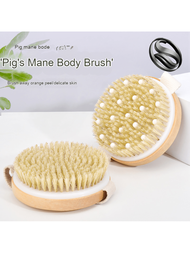 Cepillo de baño con cerdas naturales para cepillado en seco y húmedo, exfoliante y masajeador corporal vigorizante y estropajo de espalda para la ducha