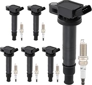 HQPASFY UF495 Ignition Coil Pack & Iridium Spark Plug Set of 6 Compatible with Toyota Camry Matrix S