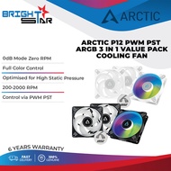 ARCTIC P12 PWM PST A-RGB 120mm Case Fan with digital A-RGB - 3 in 1 Value Pack - Black ACFAN00232A &