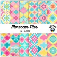 12 Sheets 8x8 Moroccan Tiles Print by byte studio | Premium Paper Craft Junk Journal Stationery