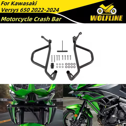 WOLFLINE Motorbike Crash Bar Engine Guard Crash Bar Protector For Kawasaki Versys650 2022-2025 Motor