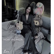 Women's pajamas, women's long silk pajamas with fashionable feather trim (with real photos on the fl