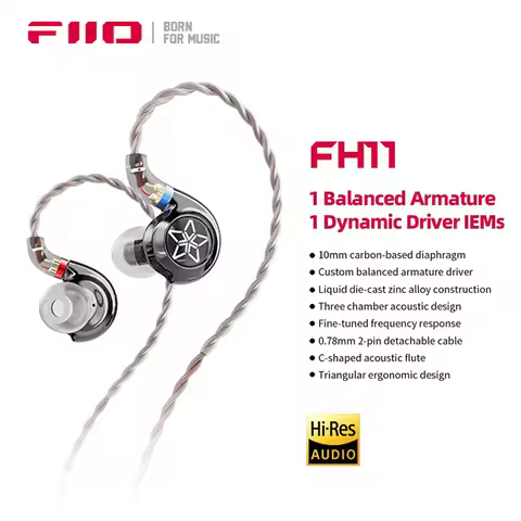 FiiO FH11 Earphone Hybrid Driver in-ear Wired Headphones Hifi High Quality Earbuds with Detachable 0