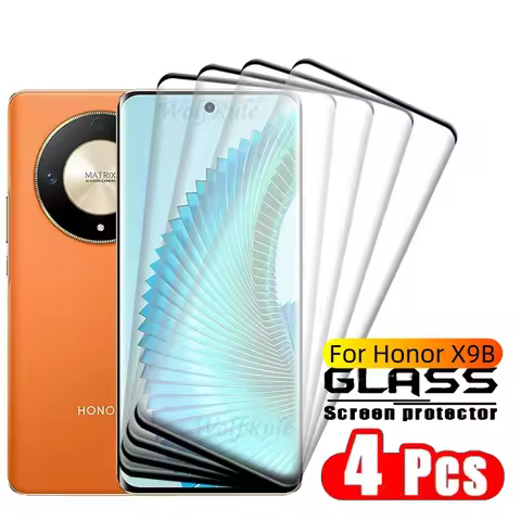 4PCS For Honor X9B Glass Huawei Honor X9B Tempered Glass Protective 9D 9H HD Full Curved Cover Scree