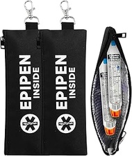 EpiPen Carry Case for 2-4 EpiPens, Double Sided Emergency Printing Epipen Holder Bag with Carabiner,