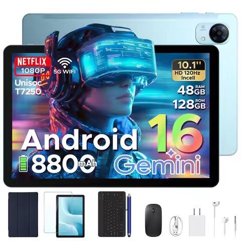 POCKAM P10 Pro Android 16 Tablets 2 in 1 Tablet PC 10'' 120Hz Display 48GB(8+40)+128GB 8800mAh T7250
