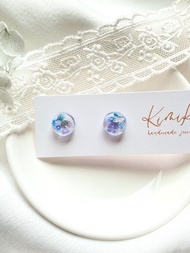 【不鏽鋼耳針】薰衣草藍紫光語耳環・藍紫系乾燥花・夢幻晶透設計