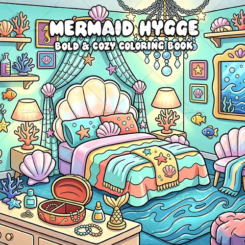 Mermaid Hygge Bold & Easy Patterns Coloring Book for Adults Stress Relief Cute Drawing Book Perfect 