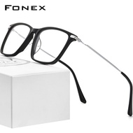 FONEX กรอบแว่นสายตาสไตล์เกาหลีสำหรับผู้ชายแว่นตาทรงกลมสไตล์วินเทจเรโทรสไตล์เกาหลีรุ่นใหม่ปี2022น้ำหนักเบาแว่นกันแดด F85667