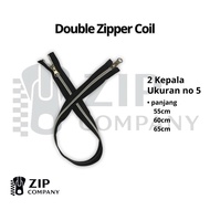 (12 pcs) Double Zipper Coil Silver Zipper Double Zipper Coil/ 2-Head Coil Zipper/ Size 55cm - 60cm