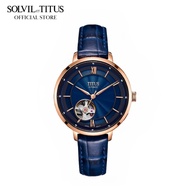 Solvil et Titus Enlight 3 Hands Mechanical Blue Leather Strap Women Watch W06-03278-006