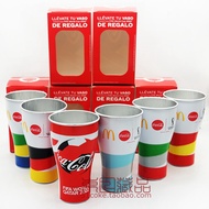 กล่องสีของแท้ Coca-Cola Mcdonald's Football World Cup Limited Edition ถ้วยตกแต่งที่ระลึกถ้วยโลหะอลูมิเนียมถ้วยน้ำ