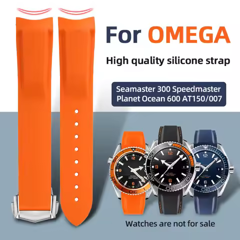 20mm 21mm 22mm Rubber Silicone Strap Watchband For Omega SEAMASTER PLANET OCEAN Deployant Folding bu