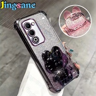 Jingsanc long lanh Ốp bảo vệ tương thích foroppo A5 5G/Oppo A5 4gphone trường hợp thỏ gương giá đỡ đ