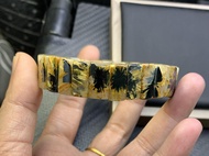 (送順豐)🌻(寬版天鐵鈦晶花)14.5×6㎜(22)天然天鐵鈦晶花巴西貓眼金髮鈦晶花母礦鈦晶手排手鐲(二合一功能強大)
