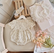 Bodysuit cho bé gái sơ sinh kèm mũ chất liệu xô Muslin mềm mại set body bé gái họa tiết siêu cưng mà
