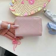 Pink Pendant Small Wallet For Women, Accordion Card Holder, Large Capacity, Versatile Minimalist Coi