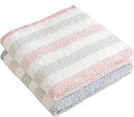 Kosugizen Bath Towel, Glad Border Made in Senshu, 24.8 x 47.2 inches (63 x 120 cm), 2 Color Set