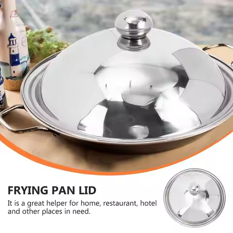New 20-42cm Wok Pot Lid Stainless Steel Anti-scalding Frying Pan Cover Universal Kitchen Food Lid Re