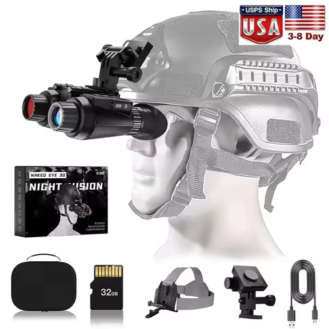GOYOJO Head-Mounted Night Vision Goggles Rechargeable Hands Free Night Vision Binoculars Goggles, 32