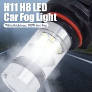 H8 White LED Fog Light Car Anti Fog 100W Brightness H11 Universal