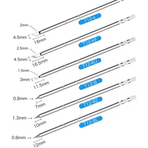 1/5/pcs Soldering Iron Tips T12 K/B/B2/BL/BC1/BC1.5/BC2/BC3/C1/C4/CF4/D12/D16/D24/D4/D52/DL32/J02/JL