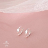 【Spot goods】S999足银五角星耳环女2024高级设计精致小巧星星耳扣纯银耳饰S999 foot silver five-pointed star earrings for women 20