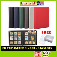 PU Leather Toploader Binder Card Album 3x3 3x4 Zipped Premium Card Binder Pokemon TCG Yugioh MTG Sto