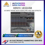 BEHRINGER XENYX X1832USB Premium 18-Input 3/2-Bus Mixer with XENYX Mic Preamps & Compressors, Britis