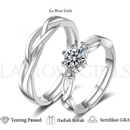 Genuine Silver Moissanite Engagement Couple Ring Stainless Steel Engagement Wedding Proposal Ring GR