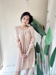 chocol raffine 淡淡淺粉輕輕圓點 古董絲質洋裝連衣裙 vintage