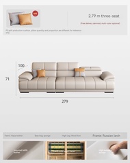 โซฟาหรูหรา L shape leather sofa Adjustable headrest Piano keys Beige