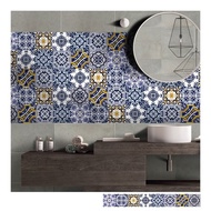 復古花磚壁貼 S款 歐風自黏壁紙 瓷磚牆貼 磁磚貼紙 踢腳線 防水