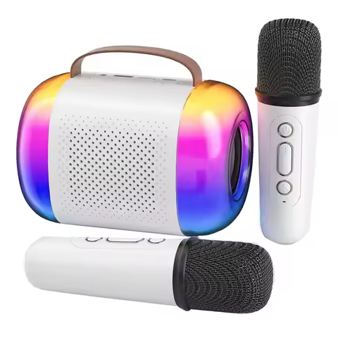 Portable Bluetooth Speaker Karaoke Machine With 2 Wireless Microphones Mini Karaoke Toys For Kids