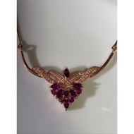 #A437 100% Natural Purple Garnet Necklace Plated 14K Rose Gold H38.8m