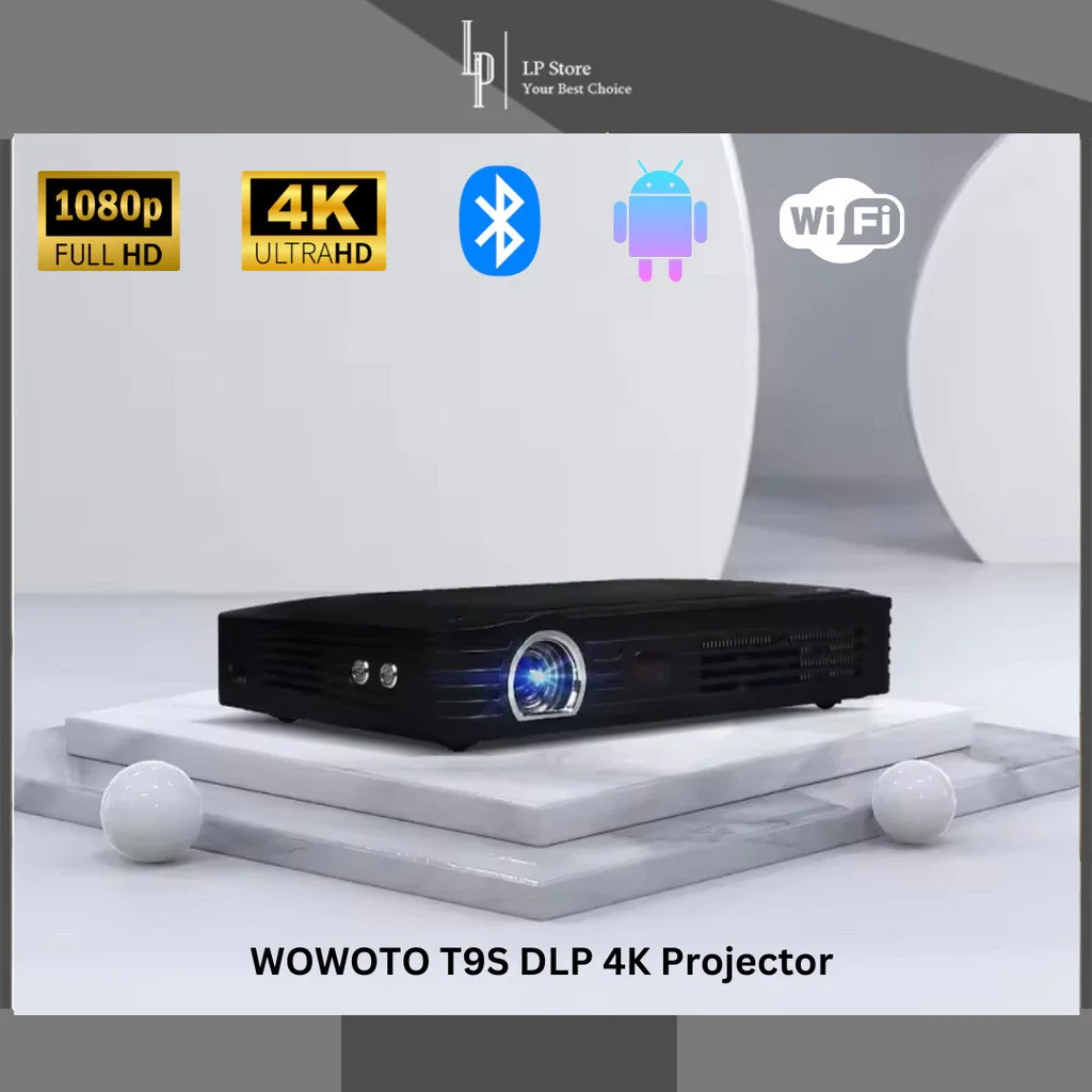 WOWOTO T9S DLP 4K Projector Portable Android 1080P Autofocus Built-in Battery WIFI HD Classroom Offi