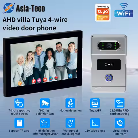 4 Wire Digital Video Intercom System 7 Inch Wireless WIFI Monitor 1080P Doorphone Camera Video Doorb