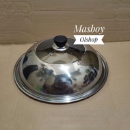 Stainless Steel Wok Lid with Glass Wok Pan Lid/ 32cm