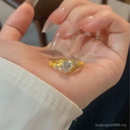 Moissanite Ring S925 Silver Plated K Gold 0.8ct Heart-Shaped White Hand-Brushed Craft Moissanite Rin