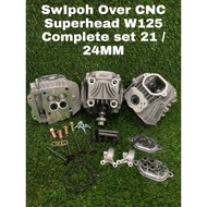 SWIPOH W125 4 VALVE RACING HEAD 21/24 SIAP PORTING CNC HEAD FULL SET 4 VALVE BAL WAVE125 21MM/24MM 2