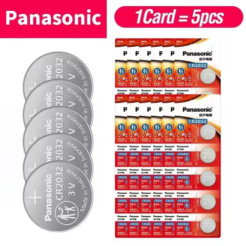 Panasonic CR2032 Battery 3V Lithium Coin Cell for Watche/Remote/Car Key/Toys/Calc/Scale,Original Aut